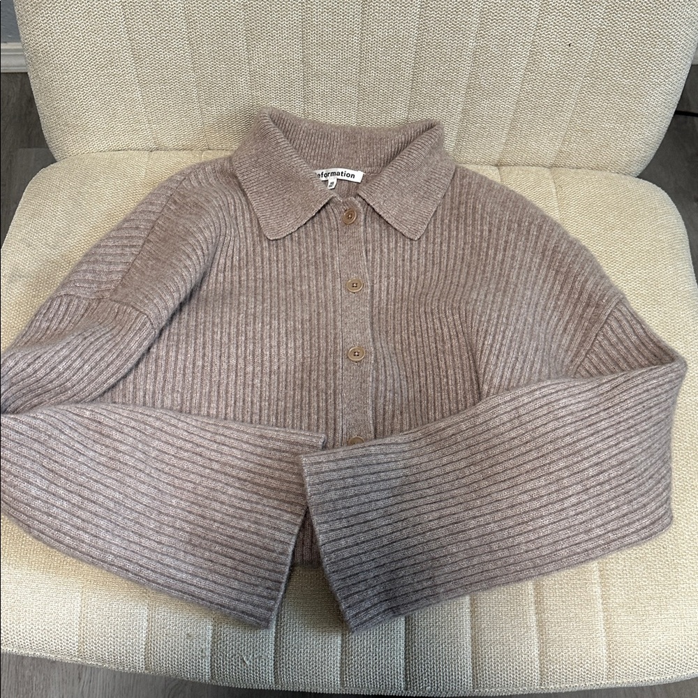 Reformation Taupe Cashmere Cardigan
